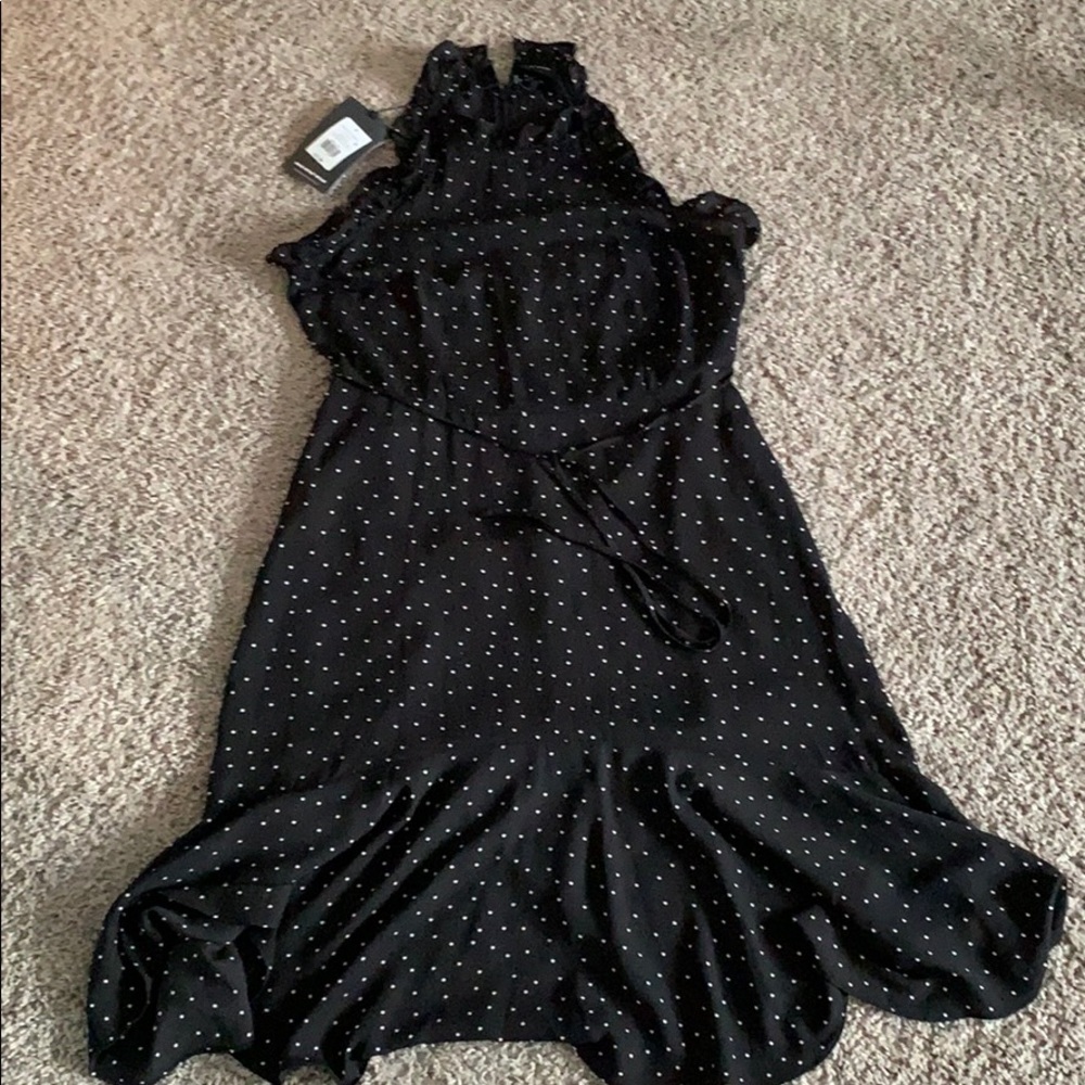 Who What Wear black polka dot dress
